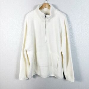 Kashwere Unisex Solid Kash Comfort Half Zip Pullover in Crème Size XXXL‎ (3XL)